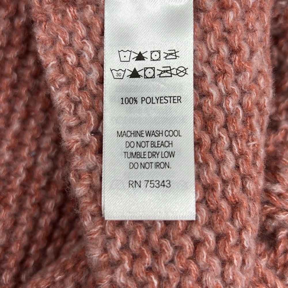 Rachel Zoe Heavy‎ Cable Knit Dog Sweater Marled Burnt Orange Mock Turtleneck M - Picture 6 of 10